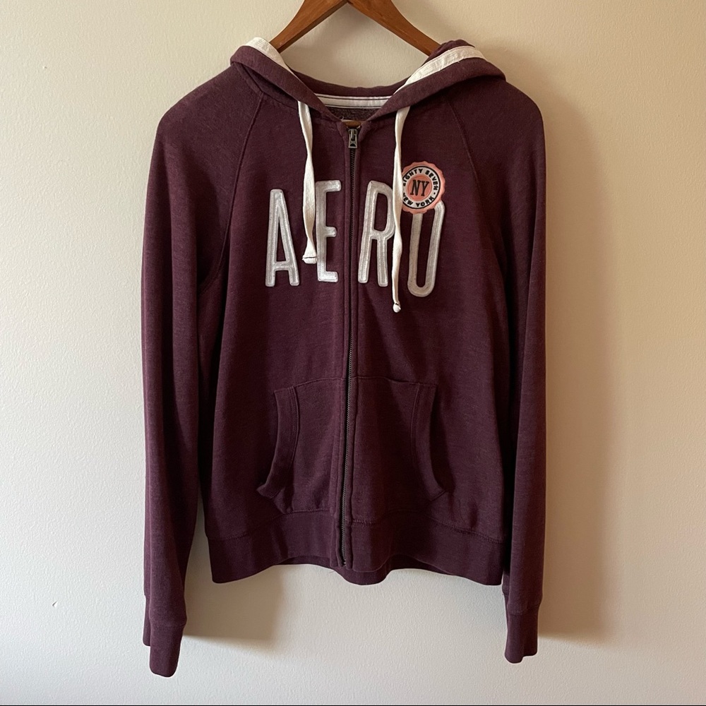 Purple Aeropostale Hooded Zip Up Jacket - Picture 1 of 11